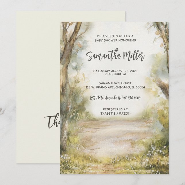 Invitación Bebé Shower Personalizado Rústico Vintage (Anverso / Reverso)