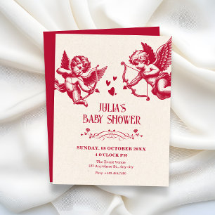 Invitación Bebé shower vintage amor cupido
