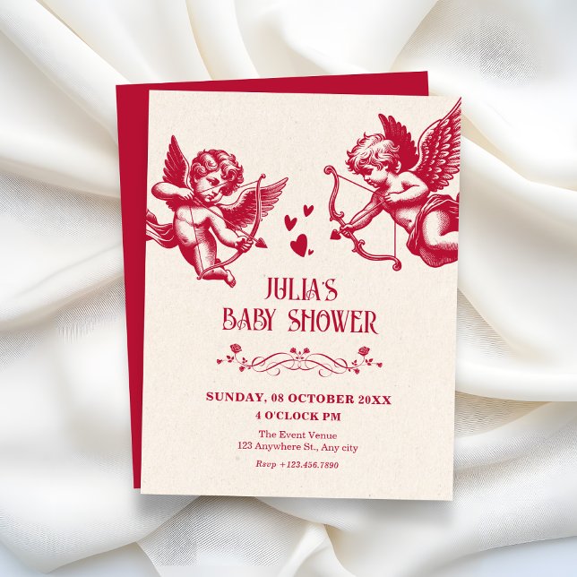Invitación Bebé shower vintage amor cupido (Subido por el creador)
