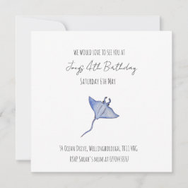 Invitación Bebé simple Ocean Birday Manta Ray