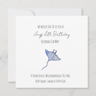 Invitación Bebé simple Ocean Birday Manta Ray