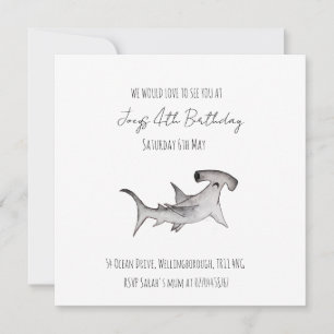 Invitación Bebé simple Ocean Birthday hammerhead Shark