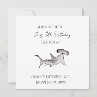 Invitación Bebé simple Ocean Birthday hammerhead Shark