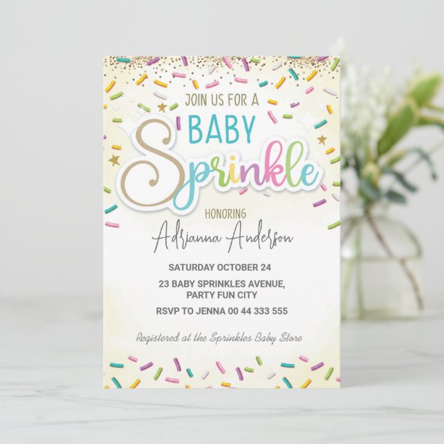 Invitación Bebé Sprinkle Baby Shower Fiesta neutral de género (Anverso de pie)