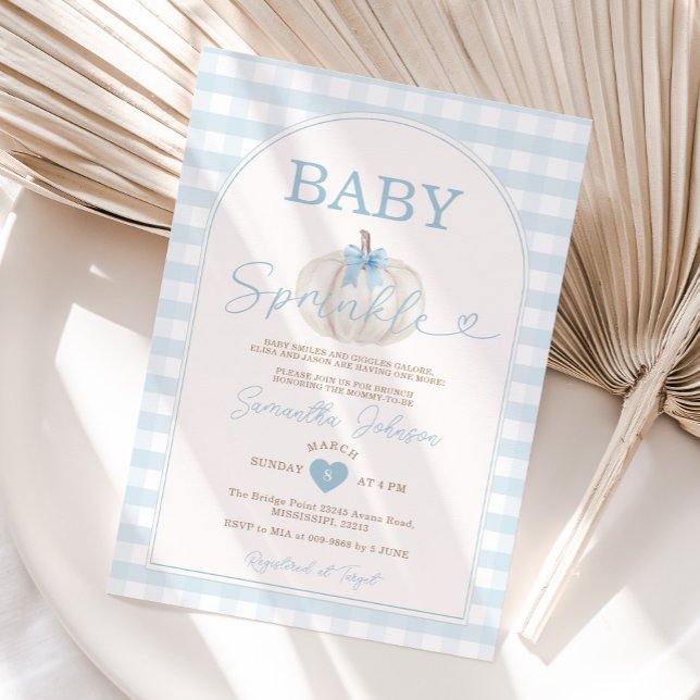 Invitación Bebé Sprinkle Blue Gingham White Pumpkin (Subido por el creador)