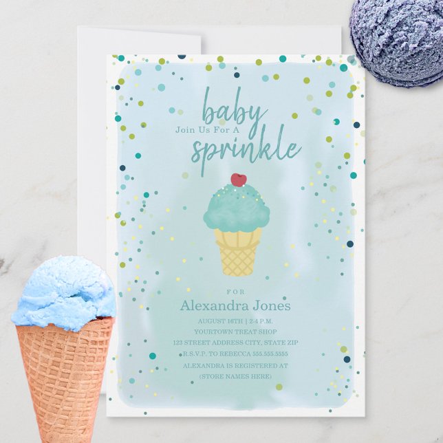 Invitación Bebé Sprinkle Blue Ice Cream Baby Shower (Subido por el creador)