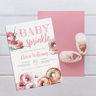 Invitación Bebé Sprinkle Chica de donut rosado Baby Shower