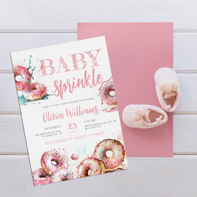 Invitación Bebé Sprinkle Chica de donut rosado Baby Shower (Subido por el creador)