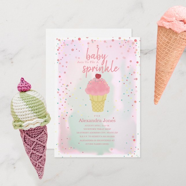 Invitación Bebé Sprinkle Crema de Hielo Rosa Baby Shower (Subido por el creador)