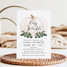 Invitación Bebé Sprinkle Fall Green Pumpkin Baby Shower