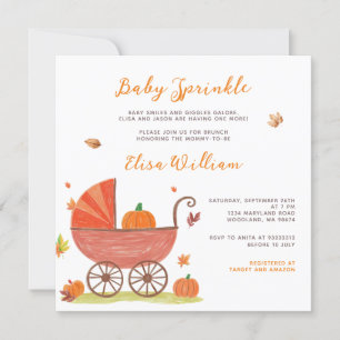 Invitación Bebé Sprinkle Fall Pumpkin Carrier Baby Shower