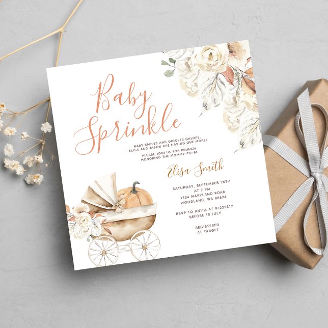 Invitación Bebé Sprinkle Floral Calabaza Baby Shower (Subido por el creador)