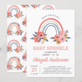 Invitación Bebé Sprinkle Floral Rubor Pink Rainbow Styling