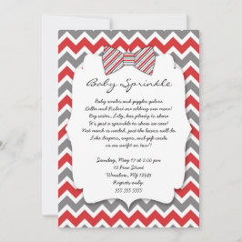 Invitación Bebé Sprinkle gris rojo Bow amarre bebé ducha
