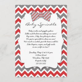Invitación Bebé Sprinkle gris rojo Bow amarre bebé ducha