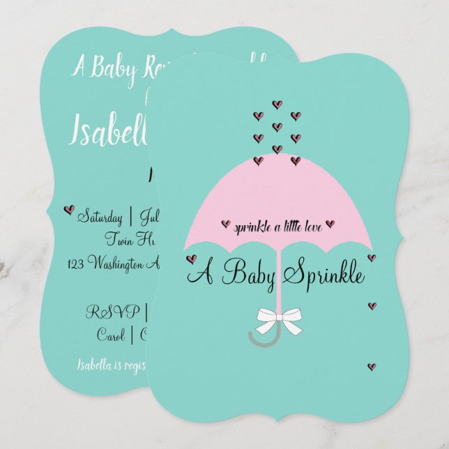 Invitación Bebé Sprinkle Little Love Shower Baby Revelador Fi (Anverso / Reverso)