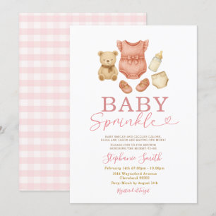 Invitación Bebé Sprinkle Pink Bear Diaper Leche Baby Shower