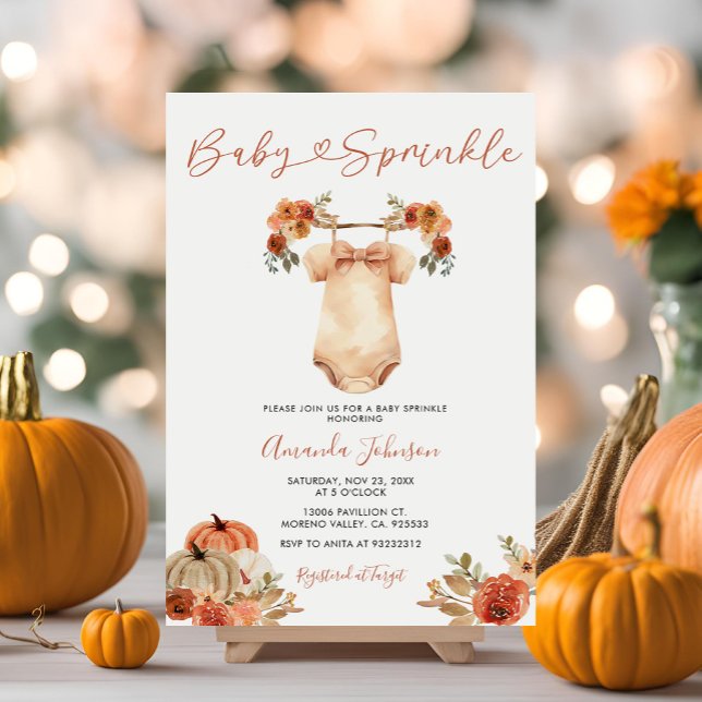 Invitación Bebé Sprinkle Pumpkin Ropa de bebé Baby Shower (Subido por el creador)