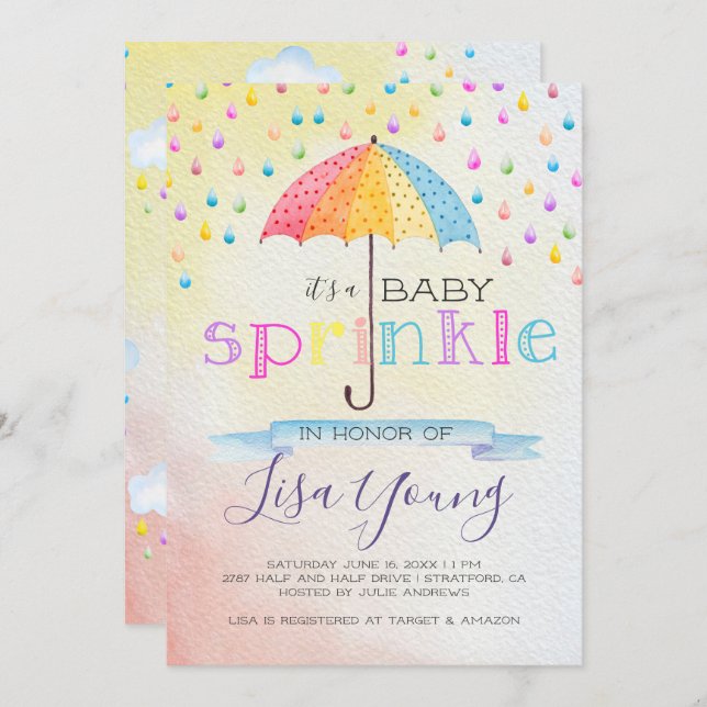 Invitación Bebé Sprinkle Shower (Anverso / Reverso)