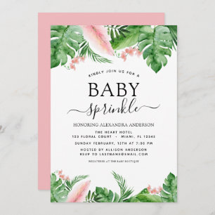 Invitación Bebé Sprinkle Shower Palm Tropical Floral