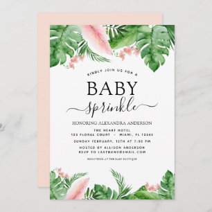 Invitación Bebé Sprinkle Shower Palm Tropical Floral