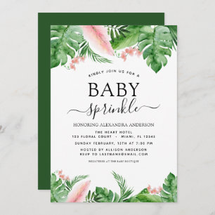 Invitación Bebé Sprinkle Shower Palm Tropical Floral