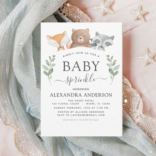 Invitación Bebé Sprinkle Shower Woodland Eucalyptus Greenerat (Subido por el creador)