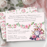 Invitación Bebé Sprinkle Vintage Tea Fiesta Roses Rosa Ducha<br><div class="desc">Elegante y encantadora invitación a una fiesta de té con flores rosadas para un bebé rociado celebrando a su segundo hijo. Perfecto para una variedad de temas como la elaboración de bebés, jardín rosa rosa floral y vintage, inspirado en el romance de la era de regencia bridgerton. La invitación tiene...</div>