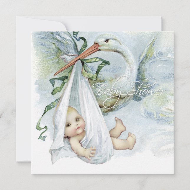 Invitación Bebé Stork Azul Turquesa Baby Shower (Anverso)