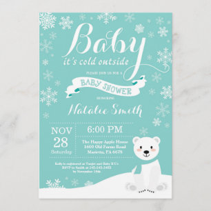 Invitación Bebé su aguamarina exterior fría Baby Shower del