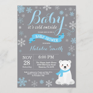 Invitación Bebé su azul exterior frío de Baby Shower del