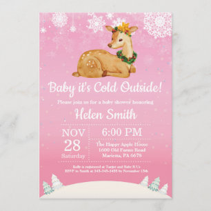 Invitación Bebé su chica exterior frío Baby Shower de los