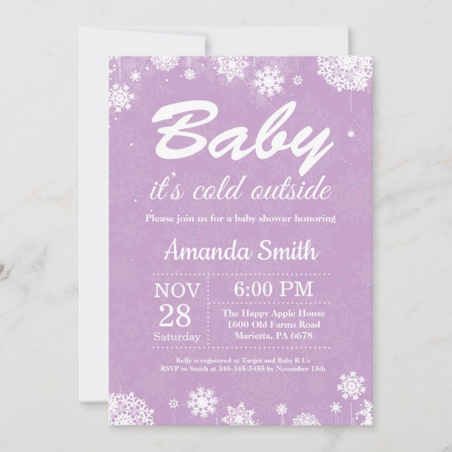 Invitación Bebé su chica exterior frío Baby Shower del (Anverso)