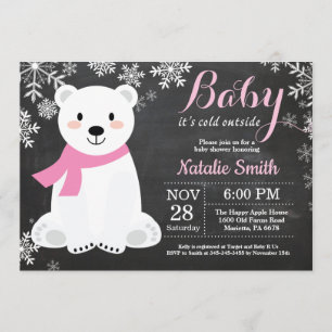 Invitación Bebé su chica frío Baby Shower del oso polar del