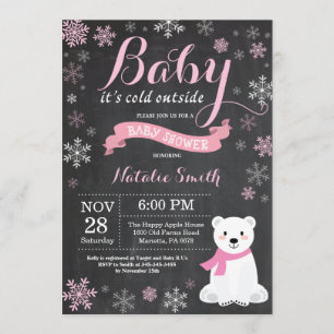 Invitación Bebé su chica frío Baby Shower del oso polar del