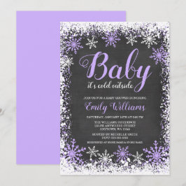 Invitación Bebé su chica púrpura Baby Shower de la nieve