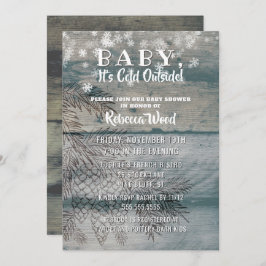 Invitación Bebé su ducha de madera rústica del invierno del