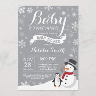 Invitación Bebé su gris exterior frío de Baby Shower del