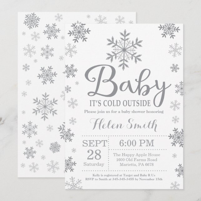 Invitación Bebé su invierno exterior frío Baby Shower (Anverso / Reverso)