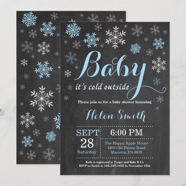 Invitación Bebé su invierno exterior frío Baby Shower (Anverso / Reverso)