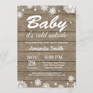 Invitación Bebé su invierno rústico Baby Shower del exterior