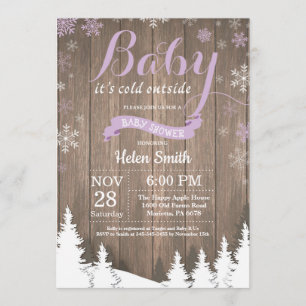 Invitación Bebé su invierno rústico Baby Shower del exterior