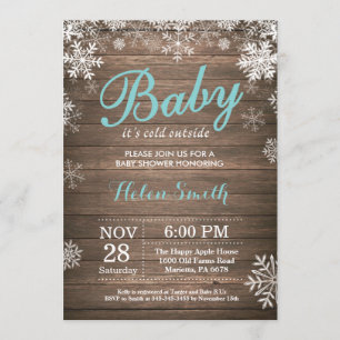 Invitación Bebé su invierno rústico Baby Shower del exterior