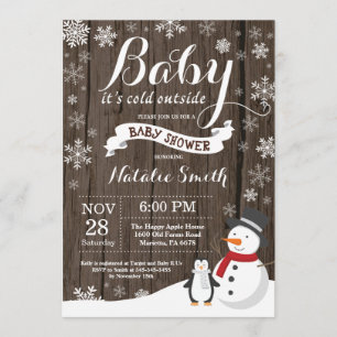 Invitación Bebé su invierno rústico Baby Shower del exterior