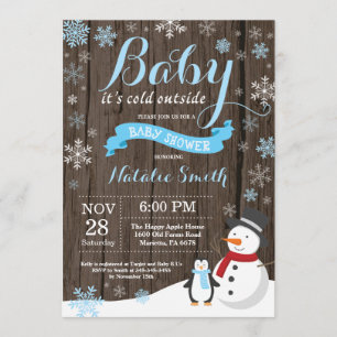 Invitación Bebé su invierno rústico Baby Shower del exterior