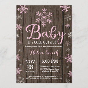 Invitación Bebé su invierno rústico Baby Shower del exterior