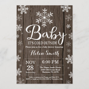 Invitación Bebé su invierno rústico Baby Shower del exterior