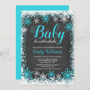 Invitación Bebé su invierno verde azulado exterior frío Baby