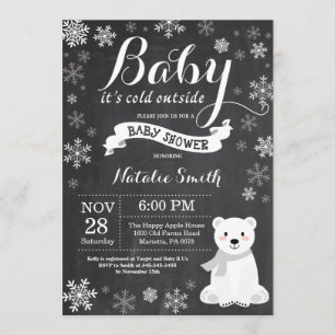 Invitación Bebé su oso polar Baby Shower del exterior frío