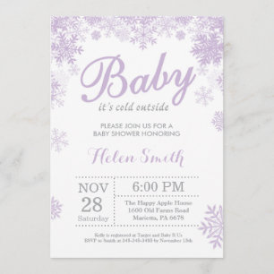 Invitación Bebé su púrpura exterior fría Baby Shower del